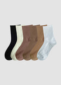 Ribbed Knit Cotton Crew Socks