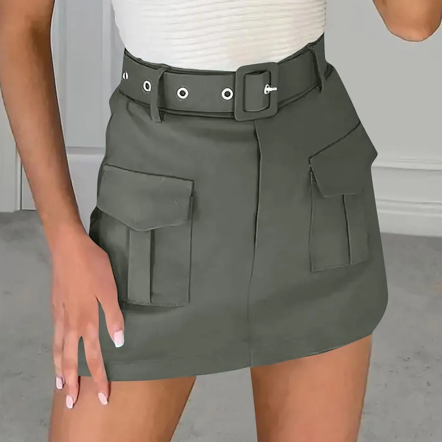 Cargo Skirt for Women 2026 High Waisted Mini Skirts Trendy Y2K Girls Summer Casual Belted Shorts with Pockets