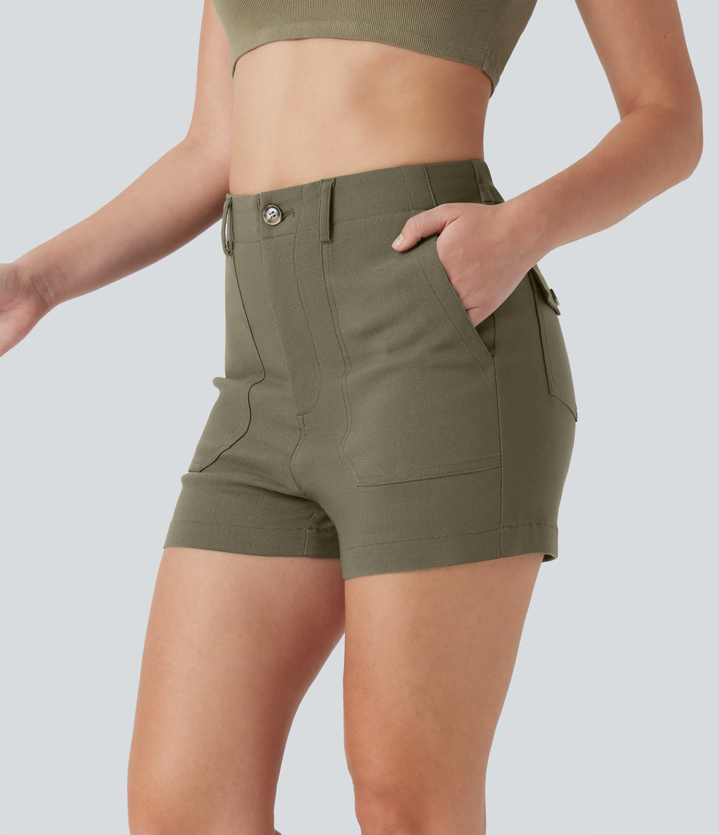High Waisted Casual Shorts with Pockets