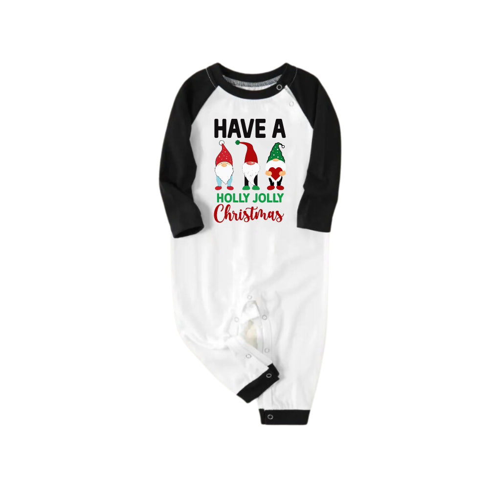 Black Raglan Top Green Plaid Christmas Pajamas Set With Cute Gnome and Holiday Lettering