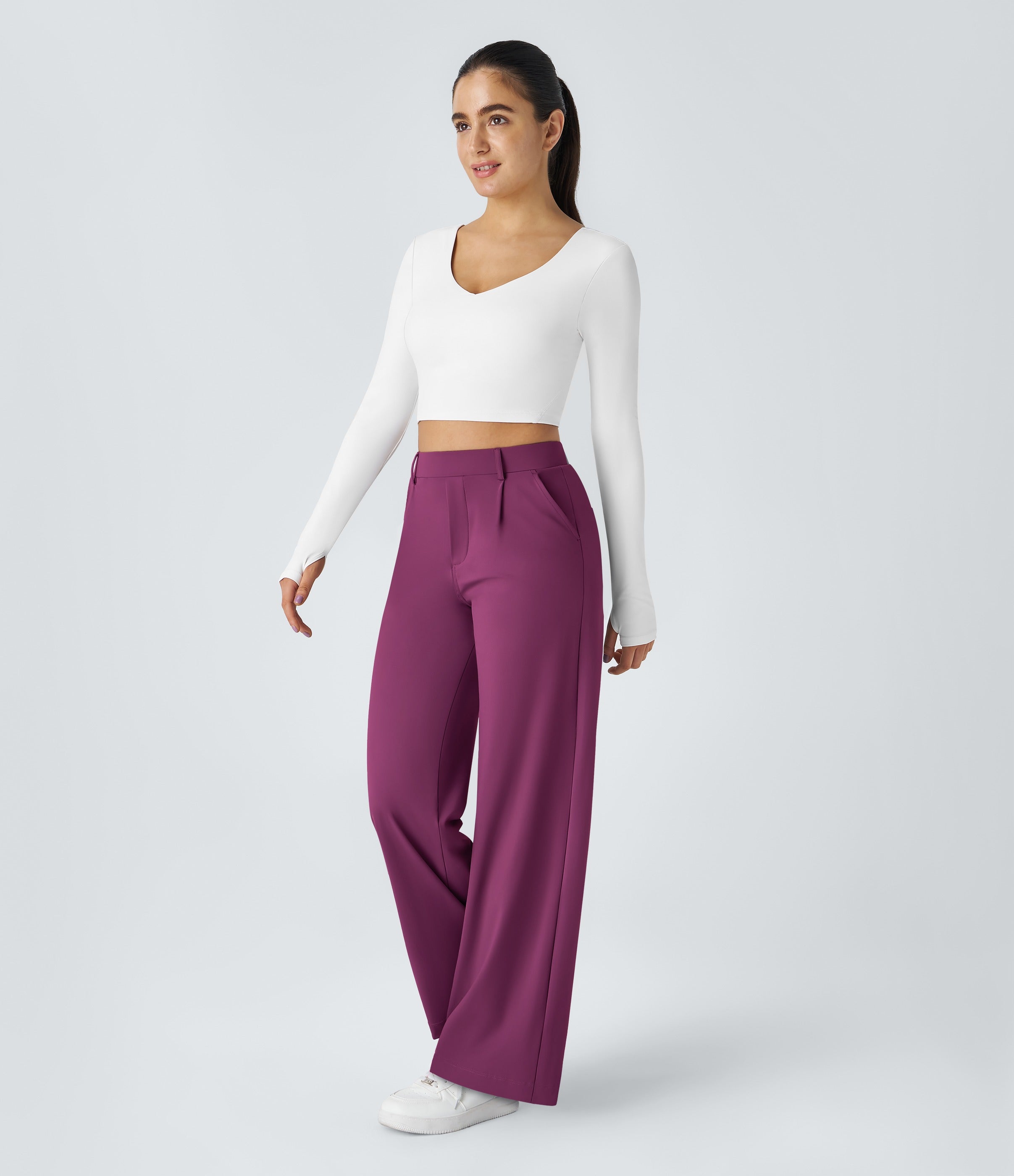 2026🔥 FlexTM High Waisted Pocket Straight Leg Work Pants