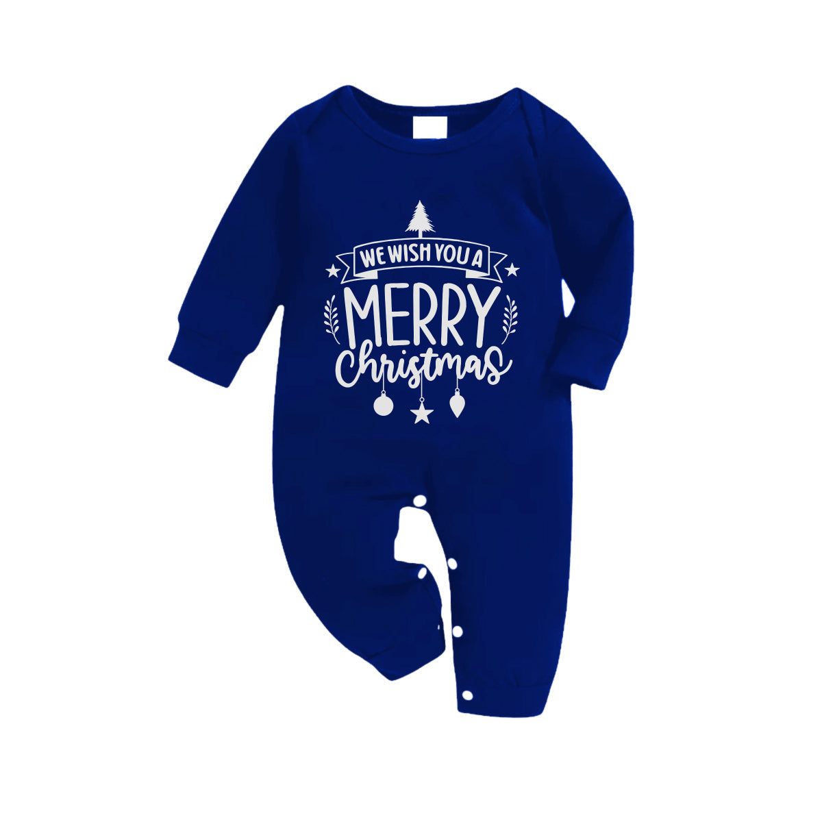 Christmas Family Matching Pajamas-Navy & White Plaid Pjs Set with "We Wish You A Merry Christmas" Print