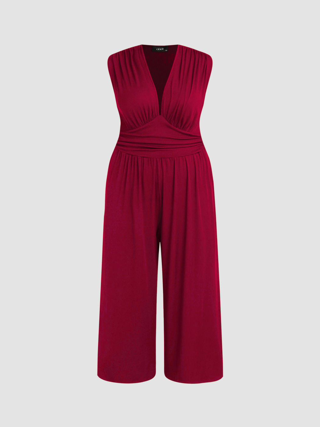 2026 Women's new jumpsuit with pockets Plain Ruched V Neck Ribbed Tank Jumpsuit, Summer Outfits 2025, Elegant Sleeveless Wide Leg Jumpsuit for Women for Vacation Holiday Party, Ladies Summer Clothes