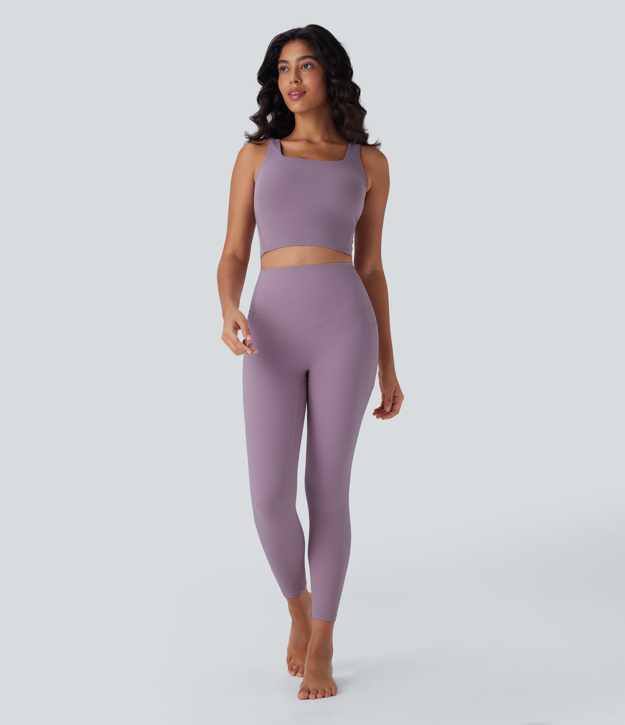 UltraSculptTM Cool Quick Dry SoCinched High Waisted Tummy Control Shaping Yoga Leggings with Pockets-UPF50+