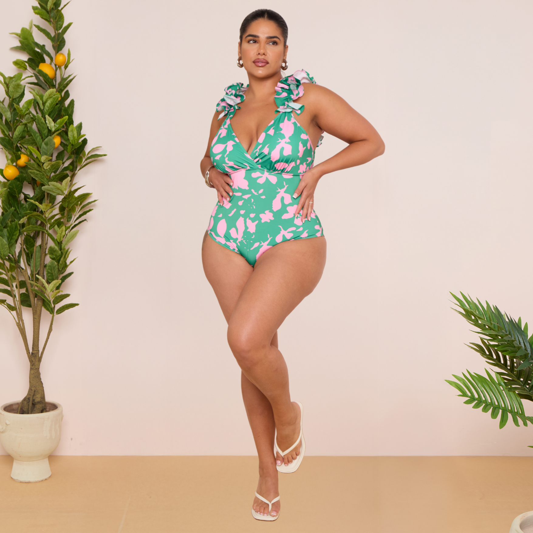 Indigo Chic Ruffled One Piece Swimwear
