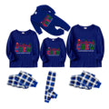 Christmas Family Matching Pajamas-Navy & White Plaid Pjs Set with "Christmas Crew Making Memories Together" Slogan Print