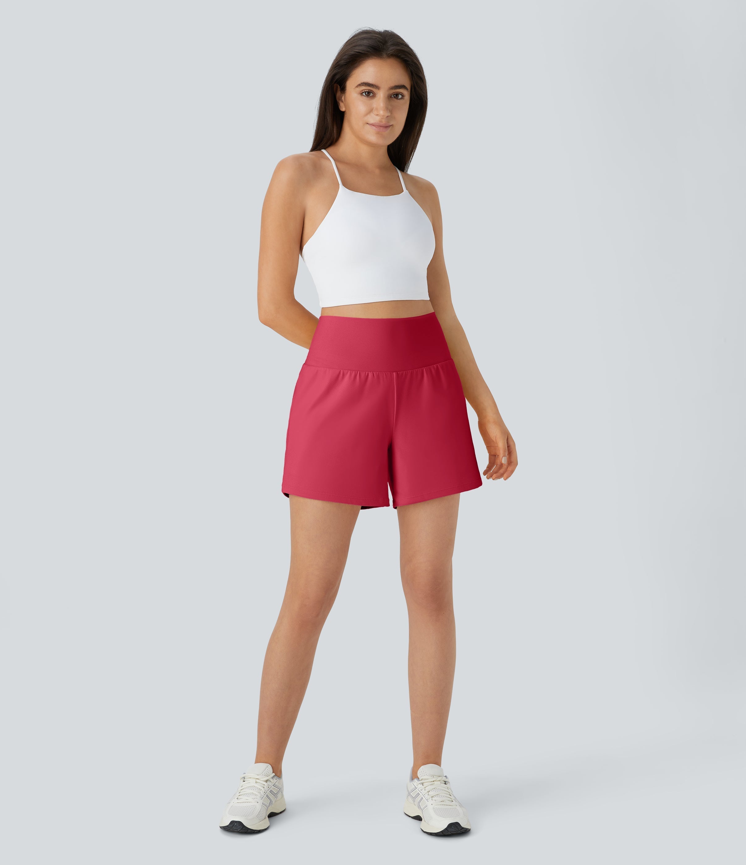 2026🔥UK Super High Waisted Back Pocket & Side Hidden Pocket 2-in-1 Yoga Shorts-Winterberry