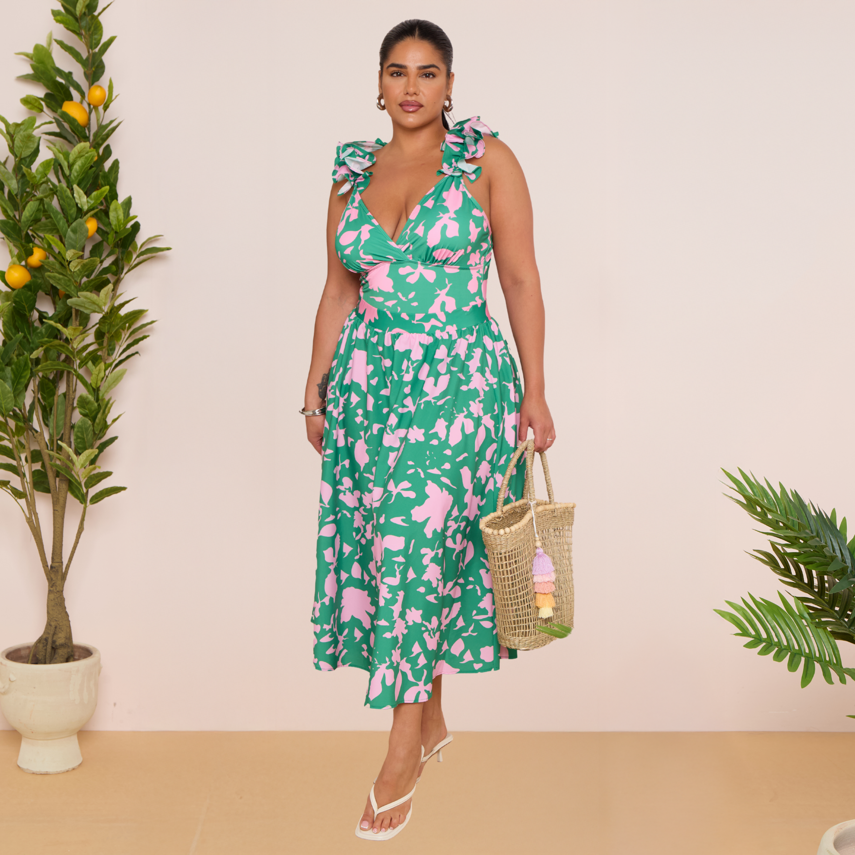 Indigo Chic Ruffled One Piece Swimwear&Skirt