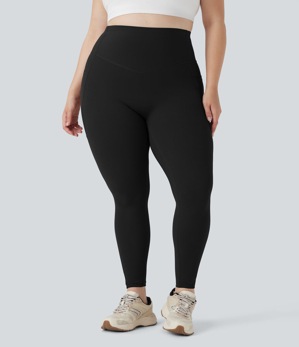 Plus Size UltraSculptTM SoCinched High Waisted Butt Lifting Tummy Control Shaping Training Leggings with Pockets