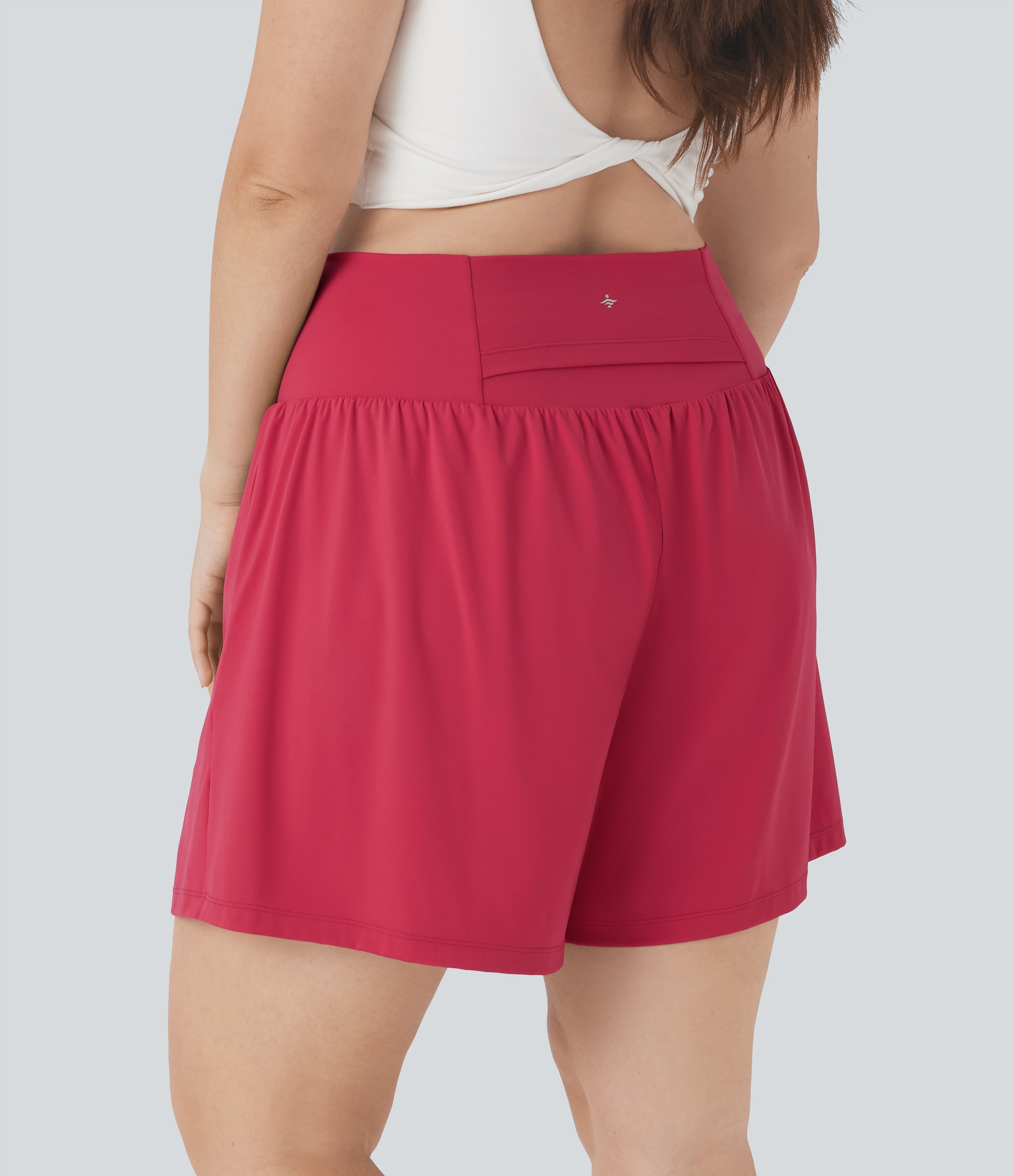 SoftlyZeroTM Airy Super High Waisted 2-in-1 Cool Touch Yoga Plus Size Shorts 7" with Pockets