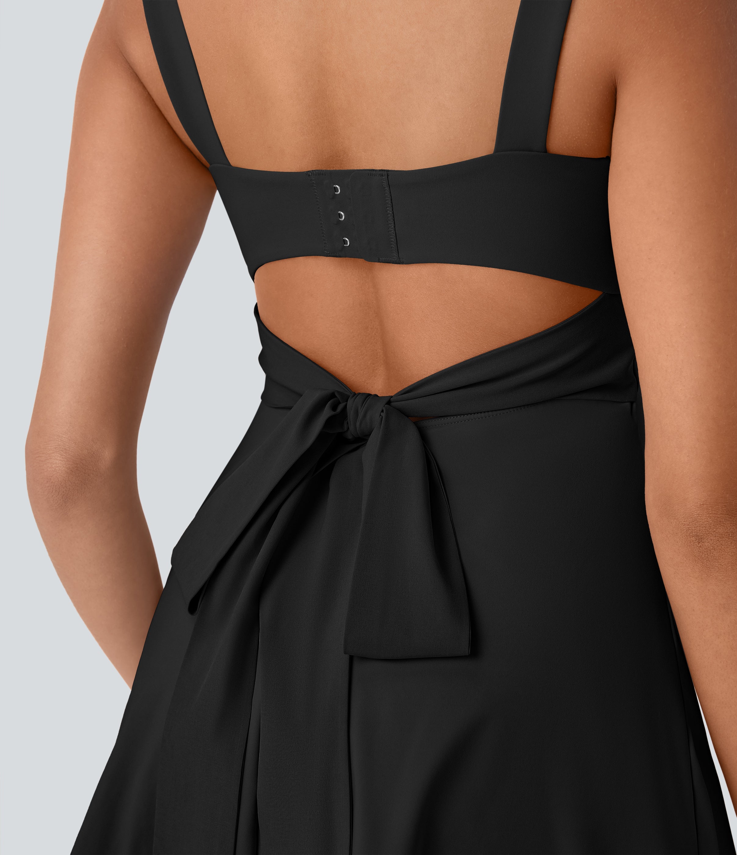 BreezefulTM Push-Up Molded Cups Backless Adjustable Buckle Tie Back Quick Dry Tennis Dress-Easy Peezy