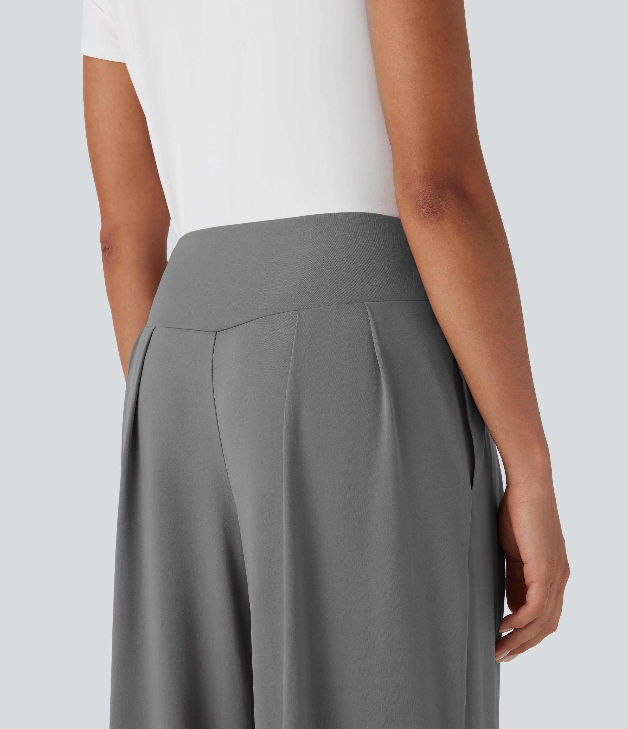 High Waisted Wide Leg Casual Pants with Pockets