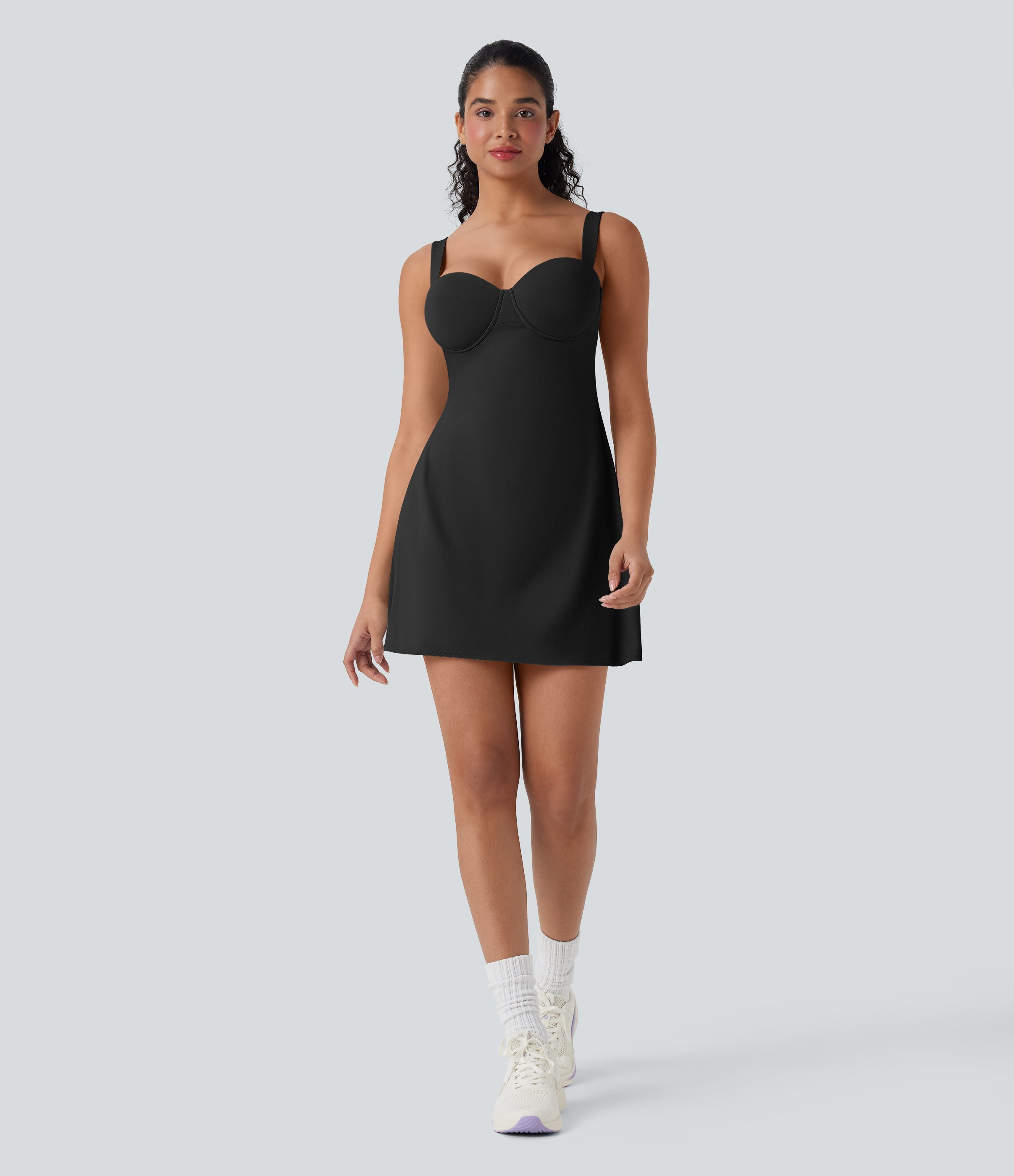 BreezefulTM Push-Up Molded Cups Backless Adjustable Buckle Tie Back Quick Dry Tennis Dress-Easy Peezy