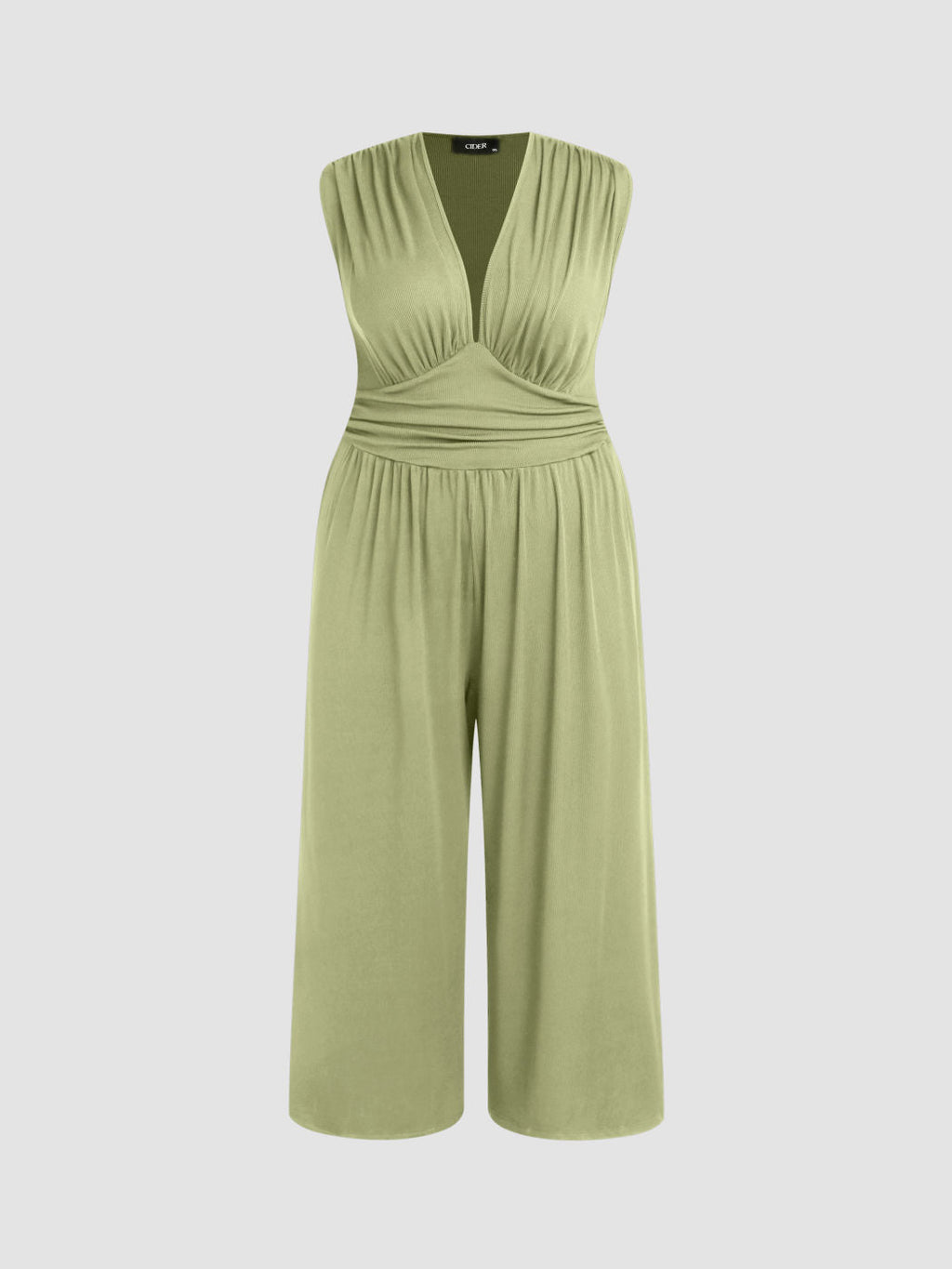 2026 Women's new jumpsuit with pockets Plain Ruched V Neck Ribbed Tank Jumpsuit, Summer Outfits 2025, Elegant Sleeveless Wide Leg Jumpsuit for Women for Vacation Holiday Party, Ladies Summer Clothes