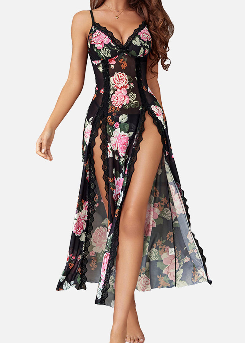 LilyLove® Sexy Mesh V Neck Side Split Nightdress