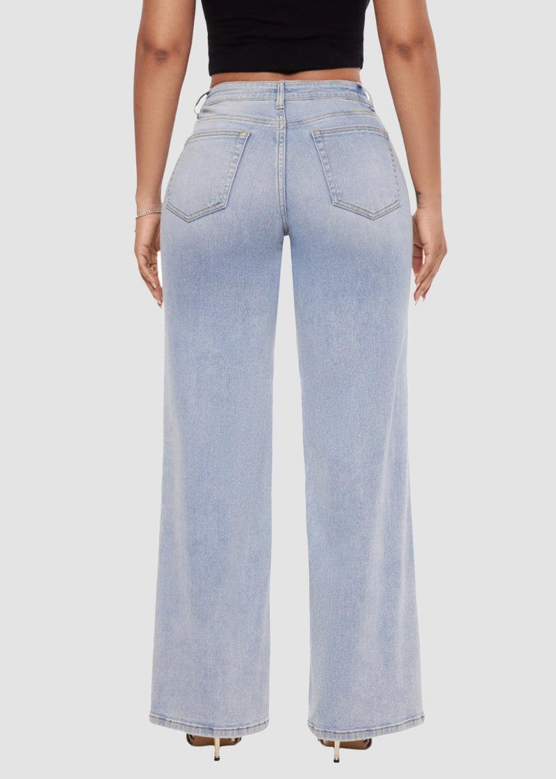 Mid-Low Rise Stretch Baggy Wide-Leg Jeans