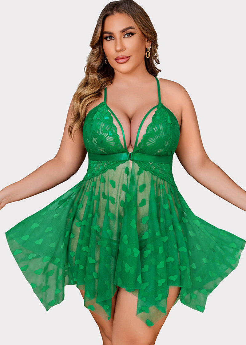 Plus Size Lace Nightdress with Front Slit