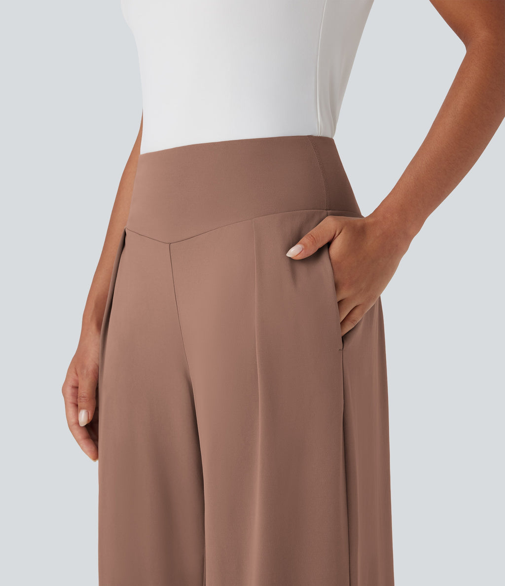 High Waisted Wide Leg Casual Pants with Pockets