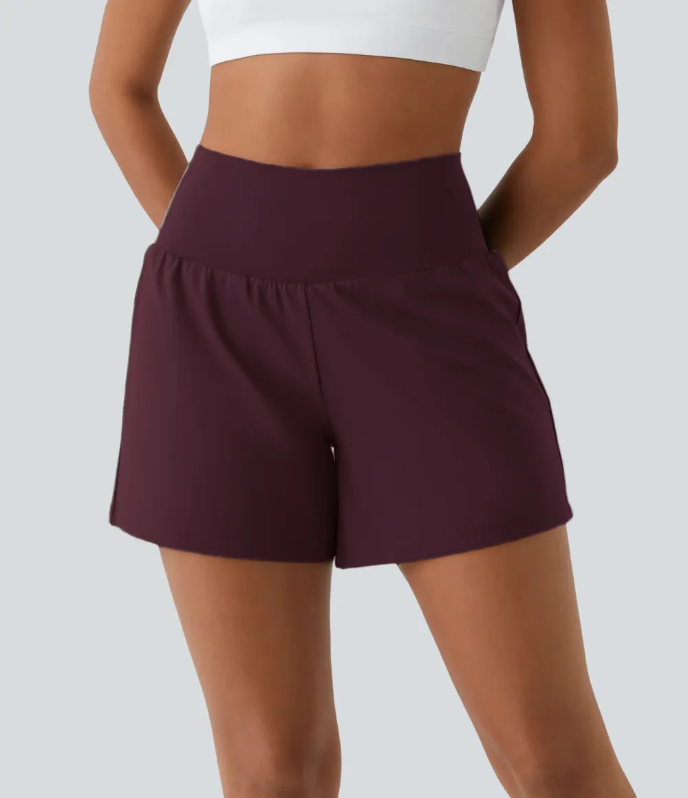 2026🔥UK Super High Waisted Back Pocket & Side Hidden Pocket 2-in-1 Yoga Shorts