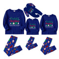 Christmas Family Matching Pajamas-Cozy Blue Pjs Set with "Family Christmas 2025"  and Santa Pattern Print