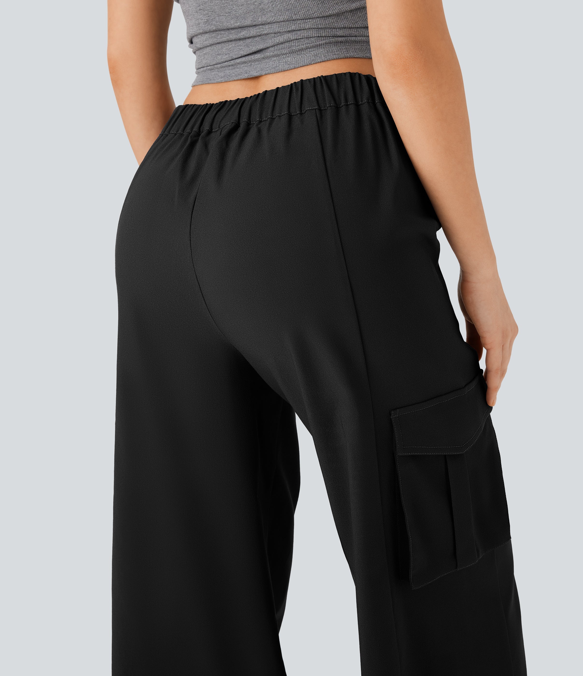 Low Rise Wide Leg Casual Cargo Pants with Pockets