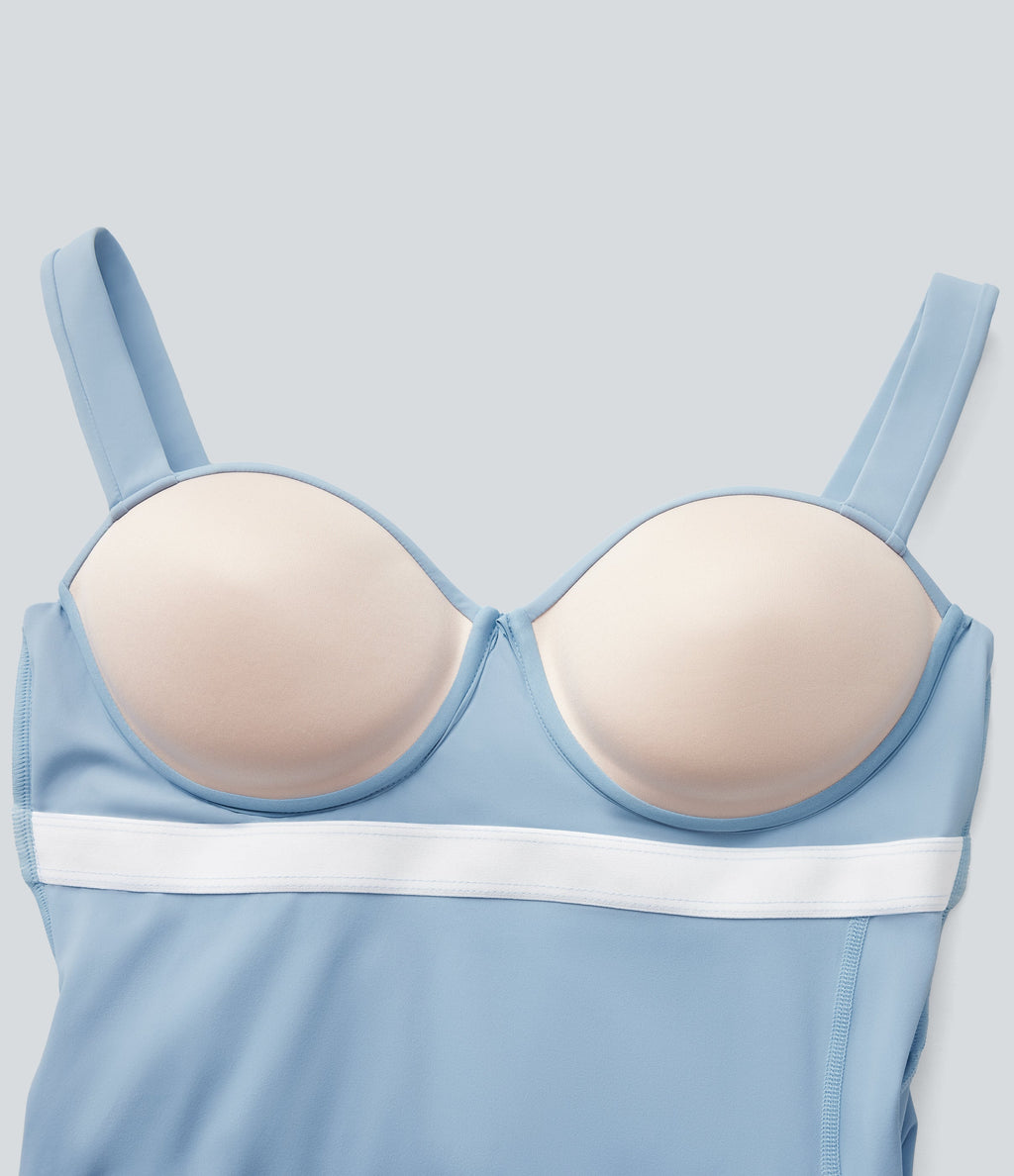 BreezefulTM Push-Up Molded Cups Backless Adjustable Buckle Tie Back Quick Dry Tennis Dress-Easy Peezy
