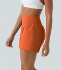 2026🔥UK Super High Waisted Back Pocket & Side Hidden Pocket 2-in-1 Yoga Shorts-Orange