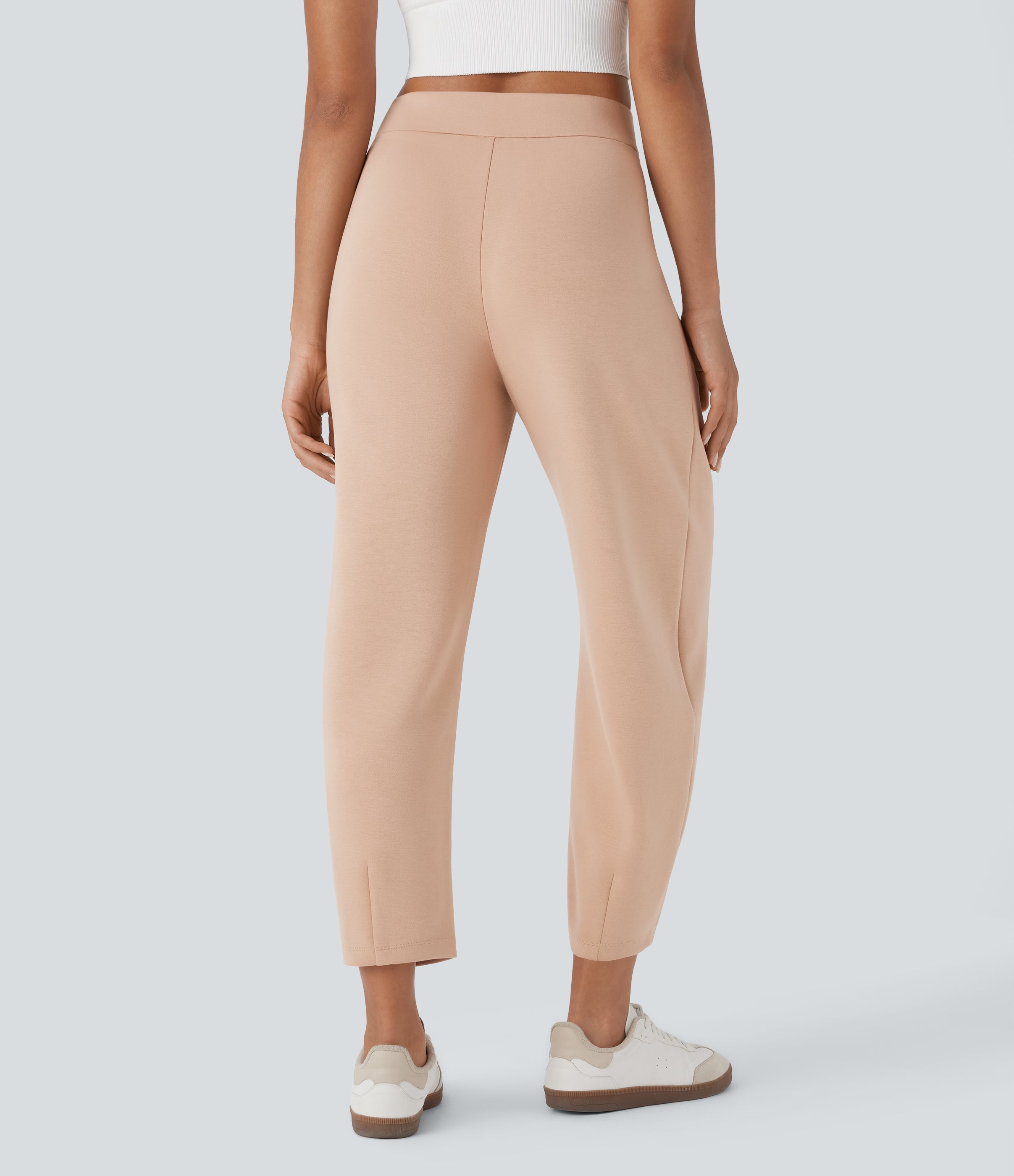 High Waisted Barrel Leg Casual Pants with Pockets