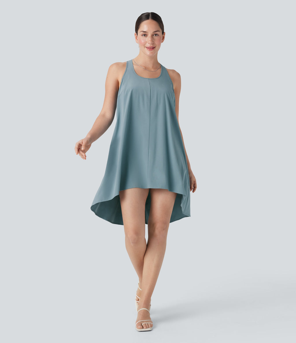 BreezefulTM RacerPocket High Low Flowy Mini Quick Dry Casual Dress-D/DD/DDD/F Cups