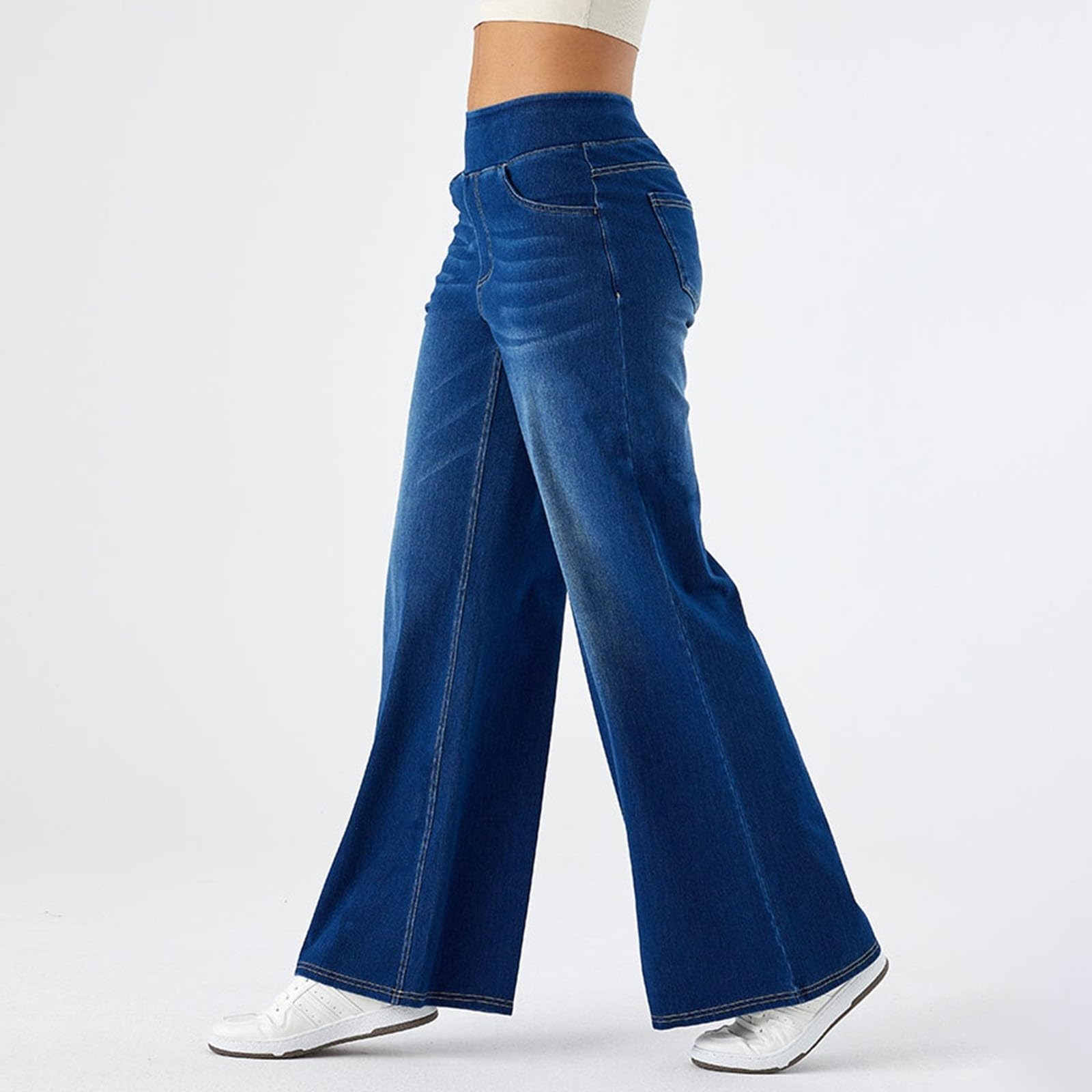 2026🔥FlexTM High Waisted Multiple Pockets Washed Stretchy Knit Casual Bootcut Jeans