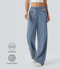FlexTM High Waisted Drawstring Wide Leg Cool Touch Casual Jeans with Pockets