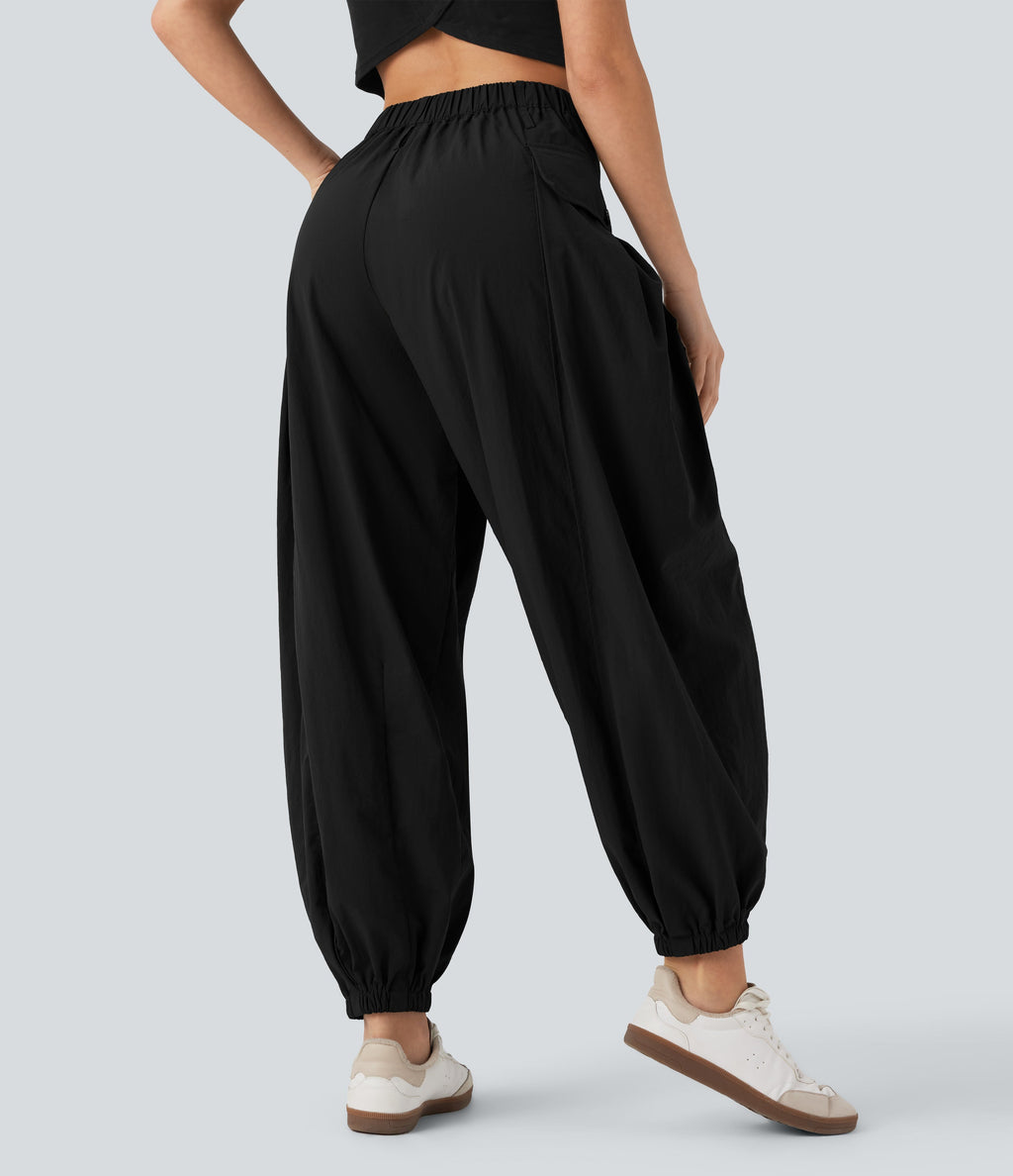 High Waisted Flap Pockets Casual Cargo Joggers