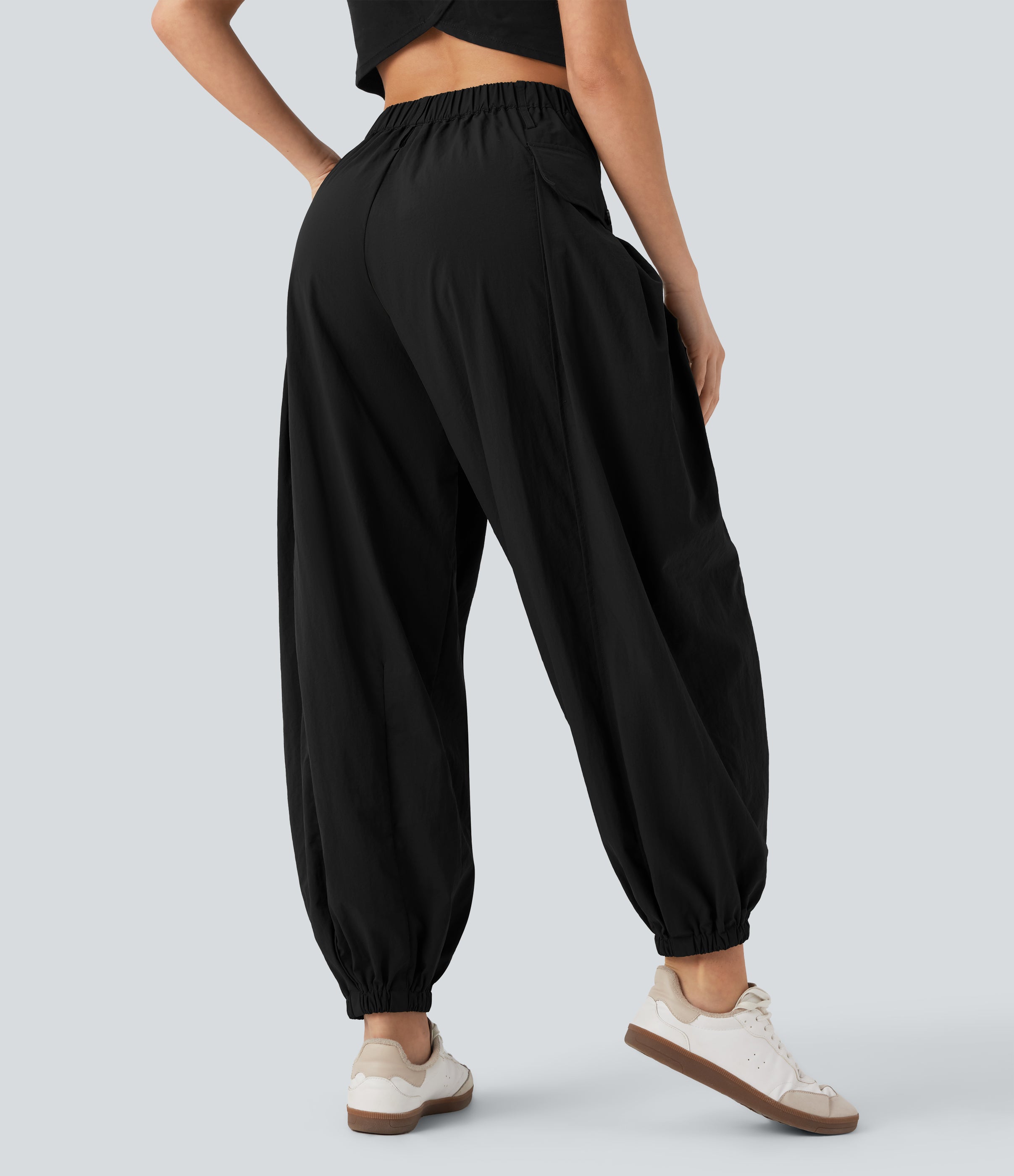 High Waisted Flap Pockets Casual Cargo Joggers