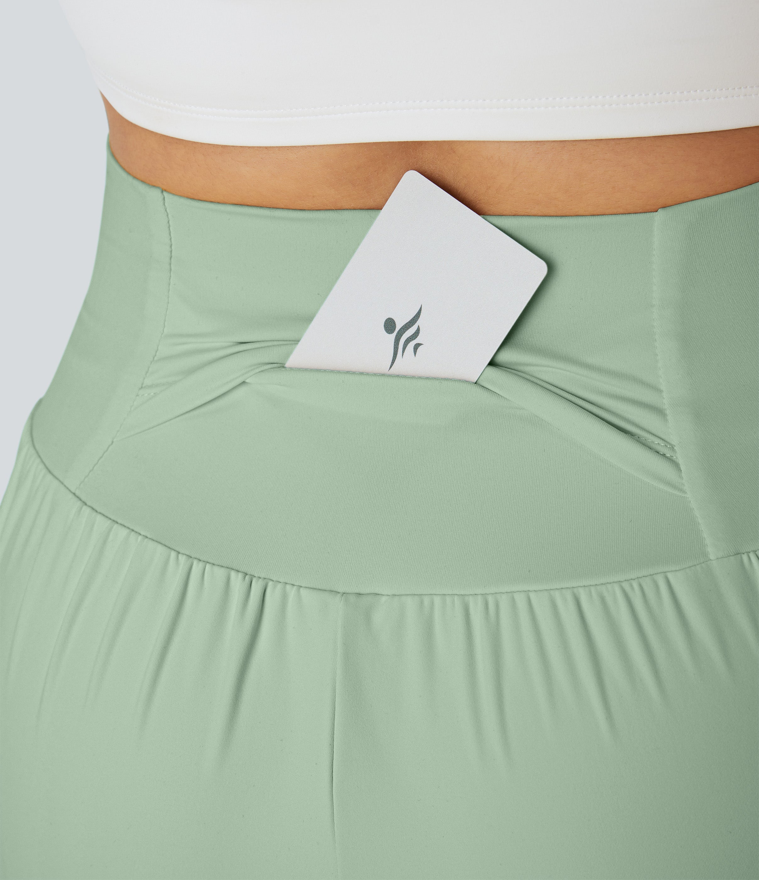 2026🔥UK Super High Waisted Back Pocket & Side Hidden Pocket 2-in-1 Yoga Shorts-Light Bean Green
