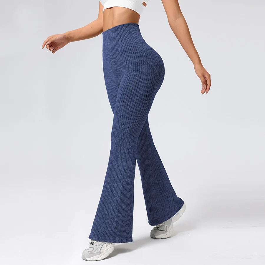 Breathable Flared Trousers Yoga-to-Street Chic Athleisure Fitness Pants Trendy Women's High-Waisted Yoga Gym Wear 4-Way Stretch