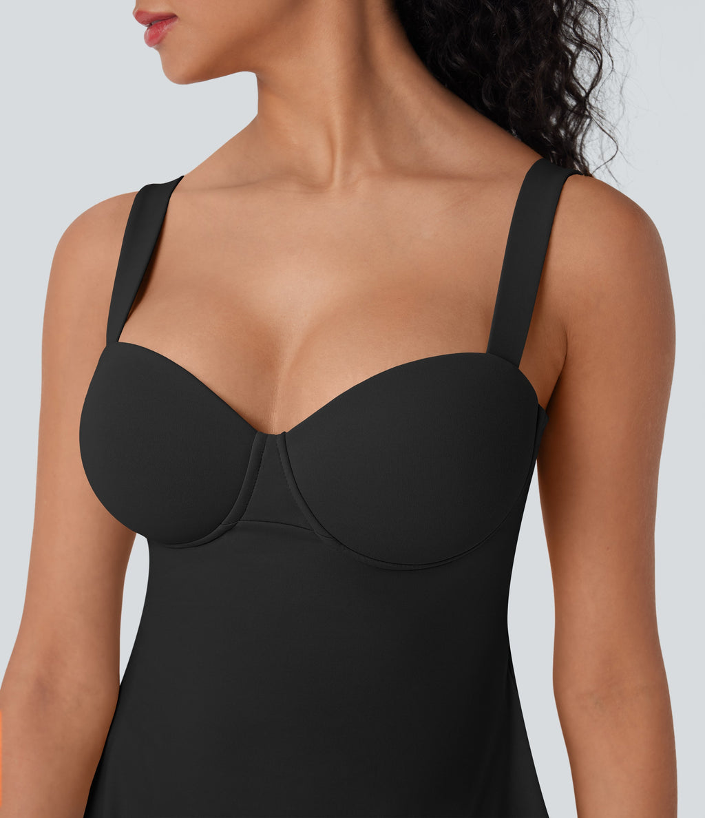 BreezefulTM Push-Up Molded Cups Backless Adjustable Buckle Tie Back Quick Dry Tennis Dress-Easy Peezy