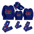 Christmas Family Matching Pajamas-Cozy Blue Pjs Set with "Christmas Crew Making Memories Together" Slogan Print