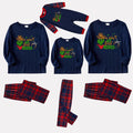 Christmas Family Matching Pajamas-Navy & Red Plaid Pjs Set with "This Ain't My First Rodeo" and Grinch Cartoon Print