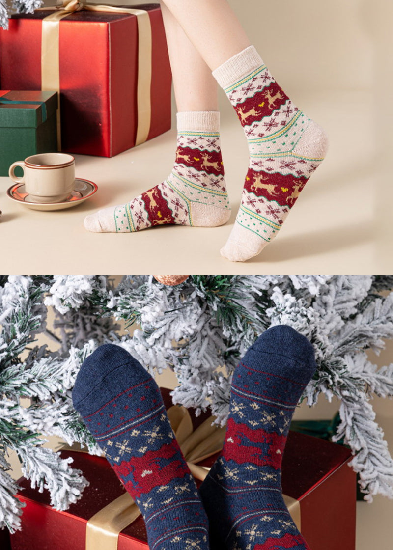 Cozy Christmas Wool Crew Socks - 5 Pairs