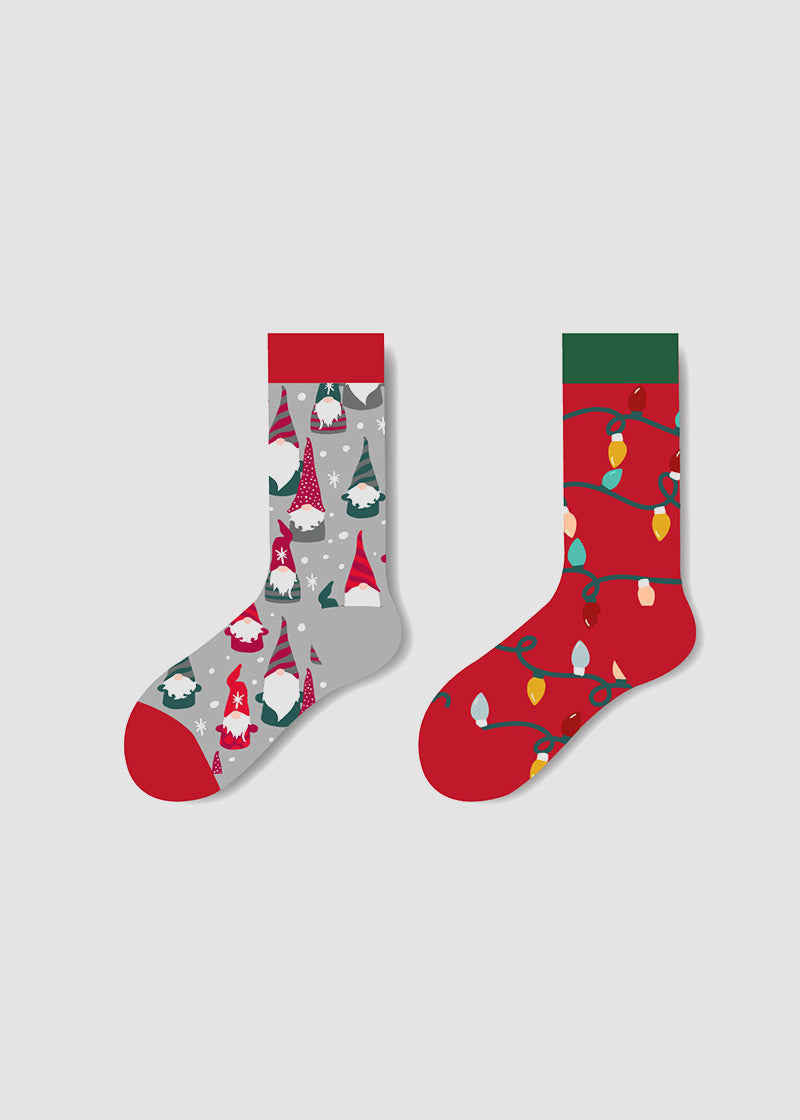 Festive Mismatched Christmas Crew Socks - 4 Pairs