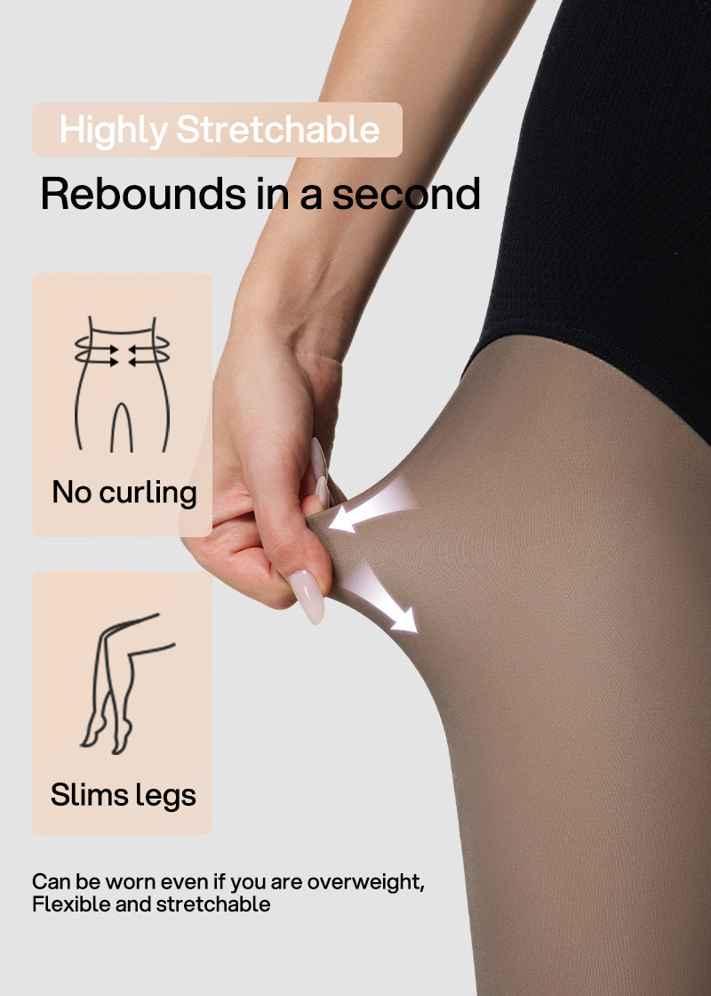 Semi-Sheer Black High-Waist Shaping Tights – Thin & Fleece-Lined