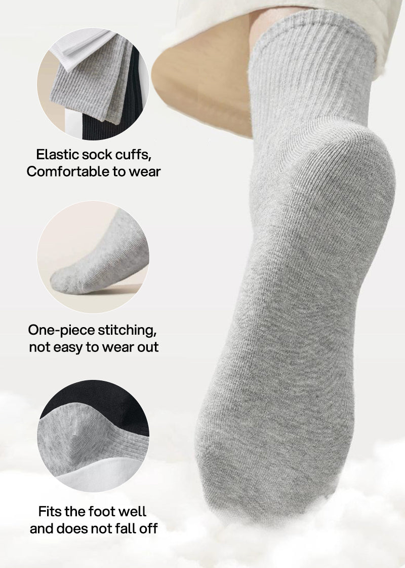 Ribbed Knit Cotton Crew Socks