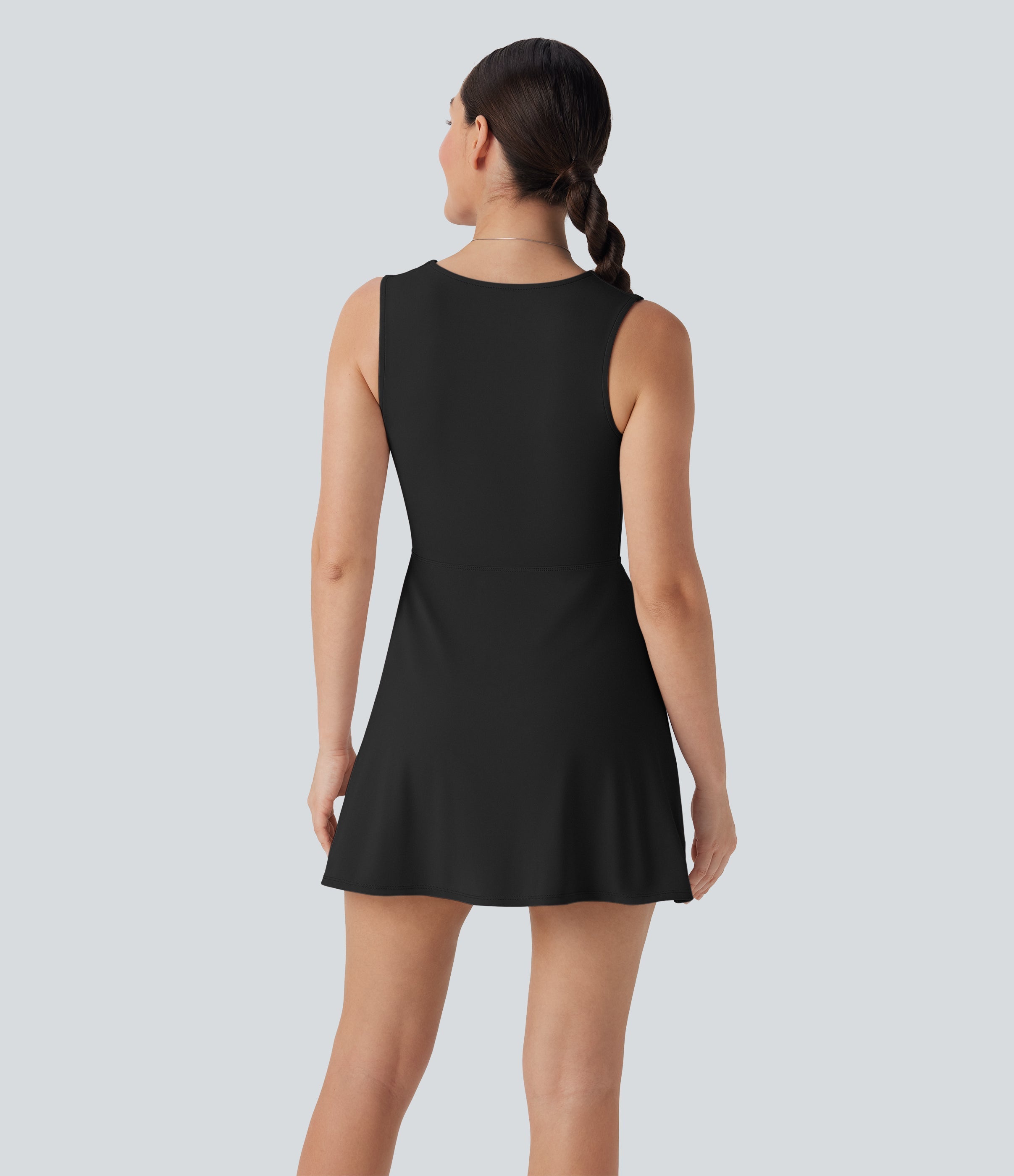 V Neck Sleeveless Decorative 2-Piece Mini Casual Dress with Pocket