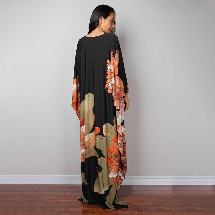 Boho Ethnic Print Maxi Kaftan Dress