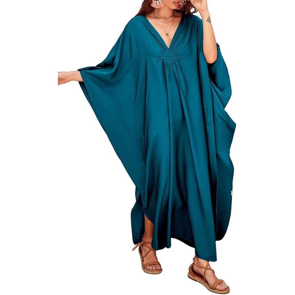 Batwing Ruched Kaftan Dress