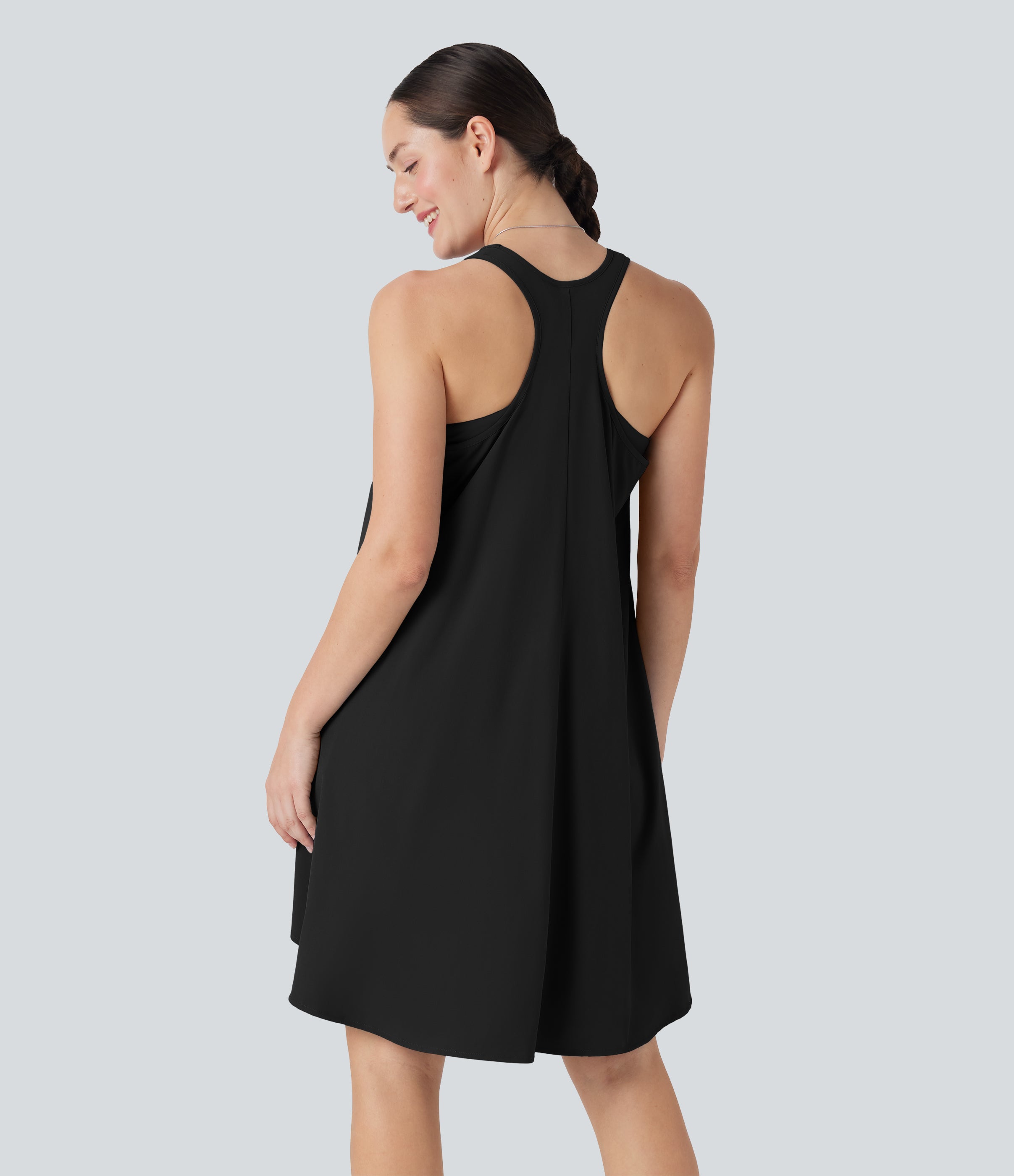 BreezefulTM RacerPocket High Low Flowy Mini Quick Dry Casual Dress-D/DD/DDD/F Cups