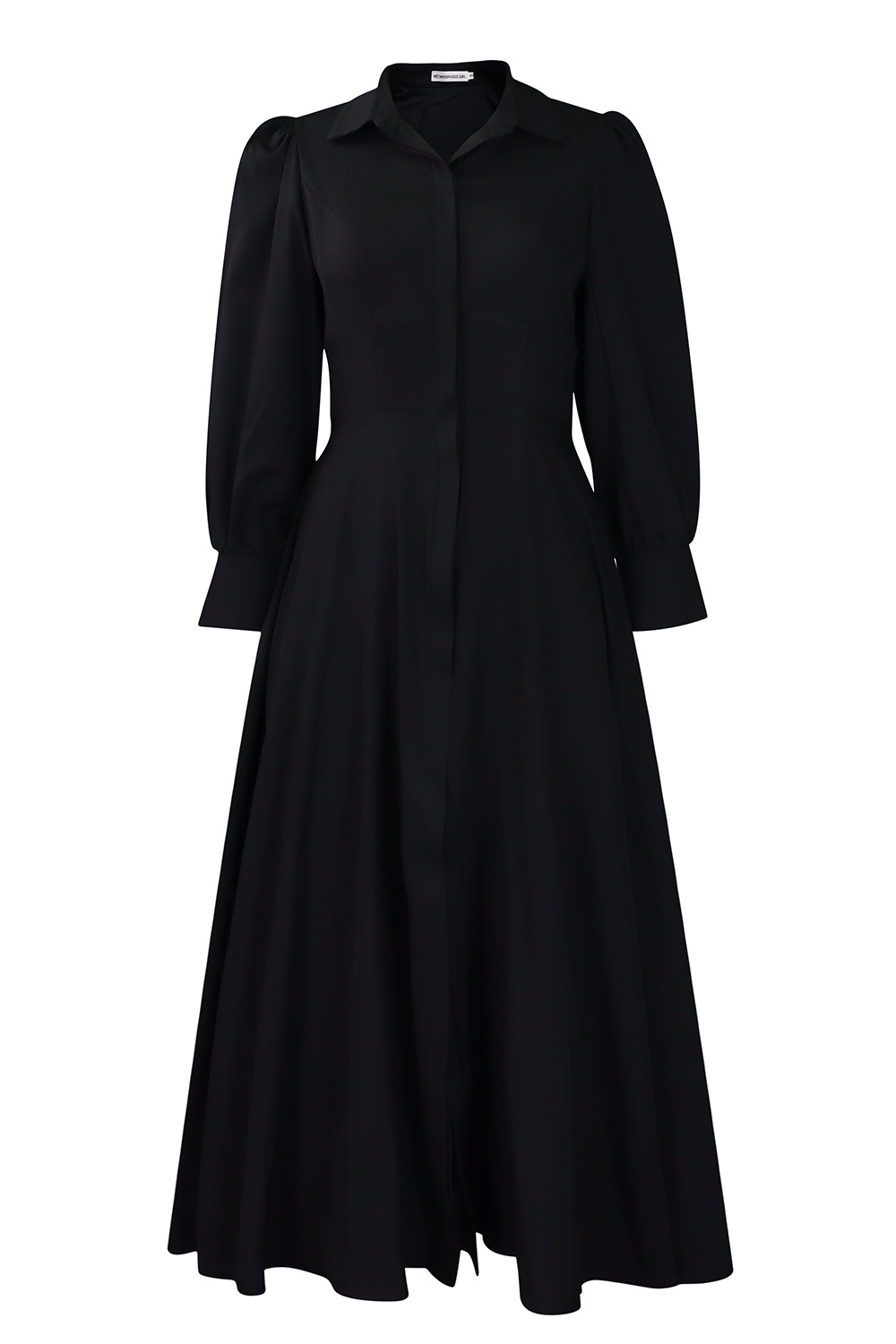 Turndown Collar Long Sleeve Cinch Waist Solid Color Maxi Shirt Dresses-Pink