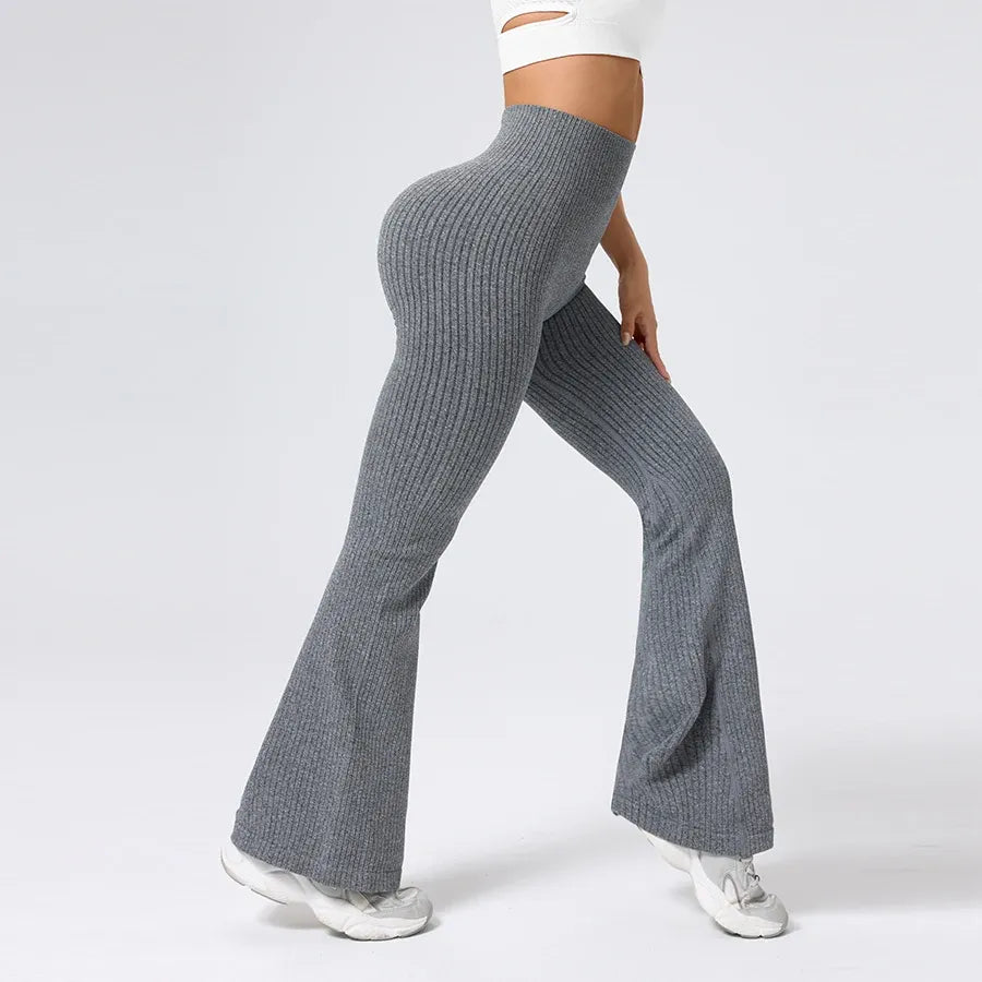 Breathable Flared Trousers Yoga-to-Street Chic Athleisure Fitness Pants Trendy Women's High-Waisted Yoga Gym Wear 4-Way Stretch