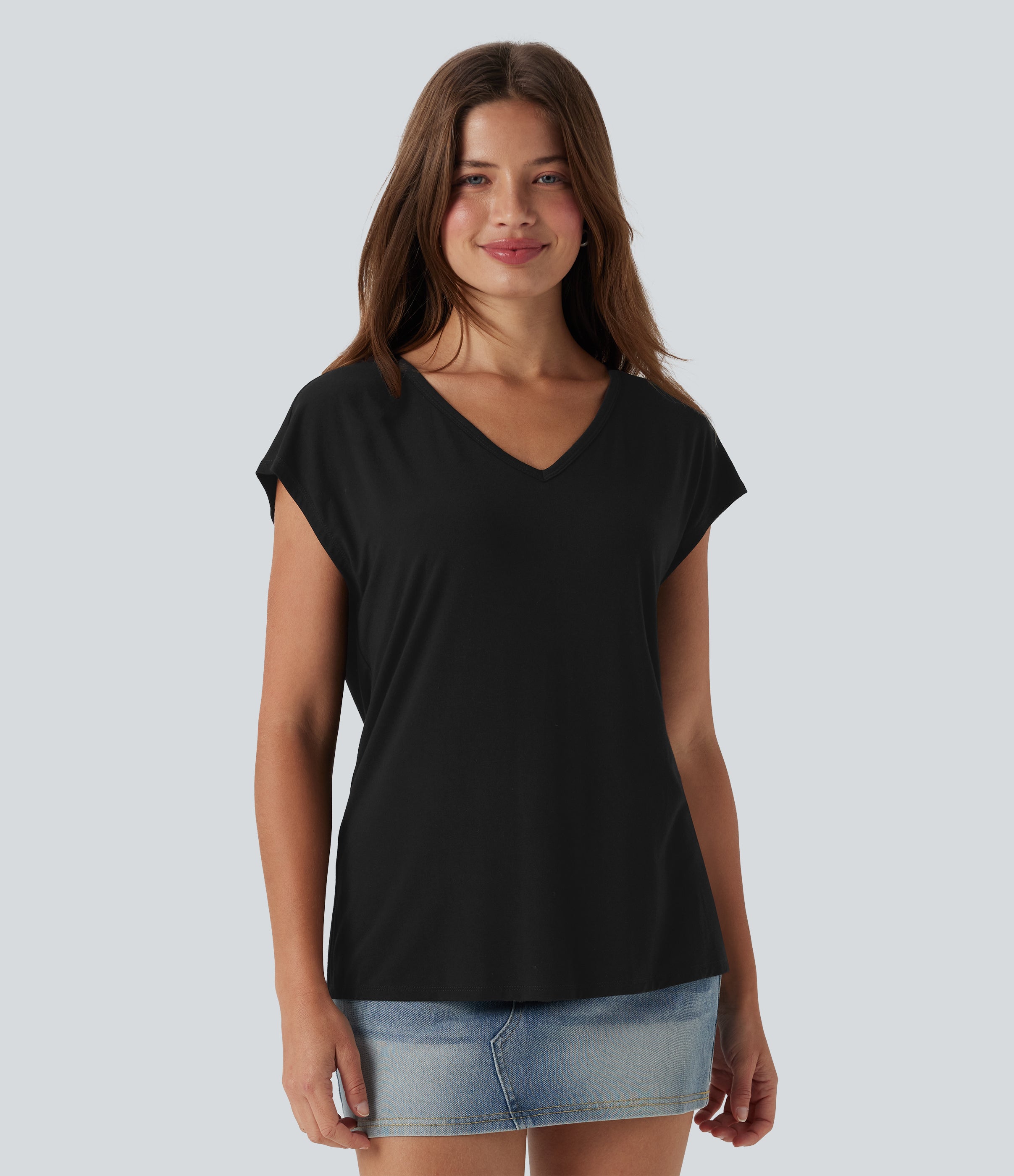 V Neck Short Sleeve Casual T-Shirt