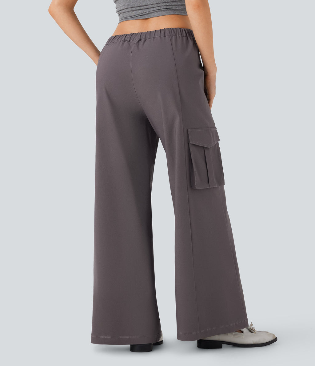 Low Rise Wide Leg Casual Cargo Pants with Pockets